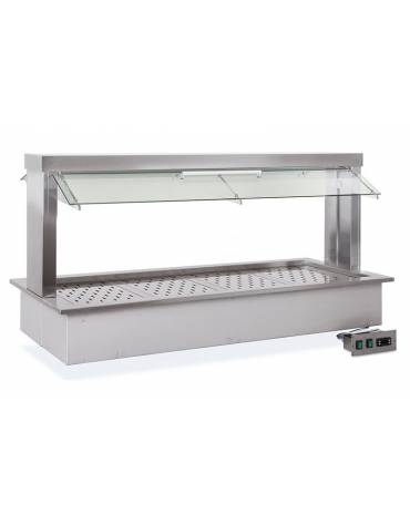 Vasca riscaldata bagnomaria da incasso in acciaio inox - parafiato mobile e LED - 3xGN1/1 - cm 113x68x78h