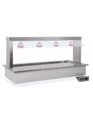 Vasca riscaldata bagnomaria da incasso in acciaio inox - parafiato fisso e lampade infrarossi - 3xGN1/1 - cm 113x68x78h