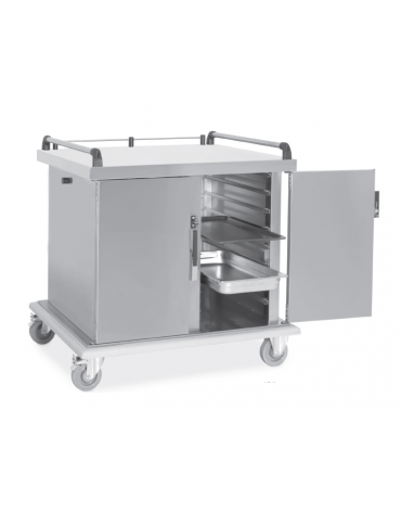 Carrello prime colazioni in acciaio inox, per distribuzione con vassoi personalizzati  - cm 104x76x99h