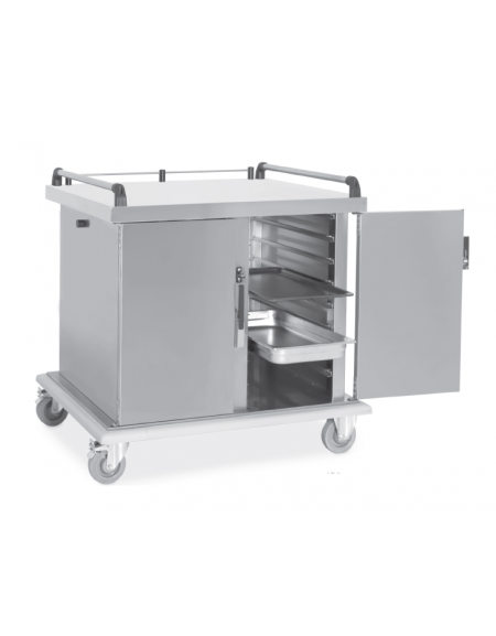 Carrello prime colazioni in acciaio inox, per distribuzione con vassoi personalizzati  - cm 104x76x99h
