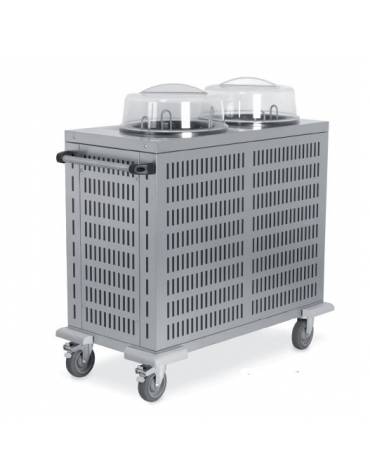 Sollevatore piatti in acciaio inox a 2 colonne regolabili refrigerabili - portata circa 120 piatti ø 18÷28 - cm 95x50x89h