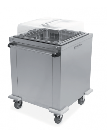 Carrello sollevatore cesti neutro in acciaio inox  - portata 6 / 9 cesti - cm 95x50x89h