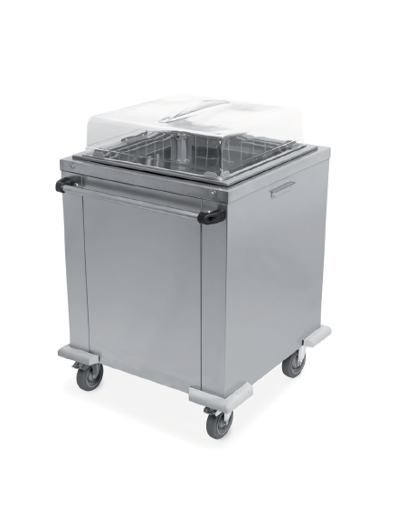 Carrello sollevatore cesti neutro in acciaio inox  - portata 5 / 9 cesti - cm 76x79,4x93/108h