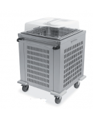 Carrello sollevatore cesti refrigerabile in acciaio inox  - portata 5 / 9 cesti - cm 76x79,4x93/108h