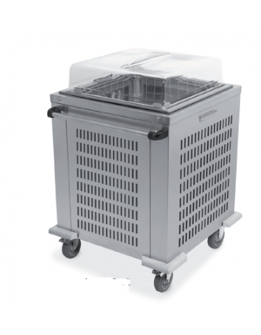Carrello sollevatore cesti refrigerabile in acciaio inox  - portata 5 / 9 cesti - cm 76x79,4x93/108h