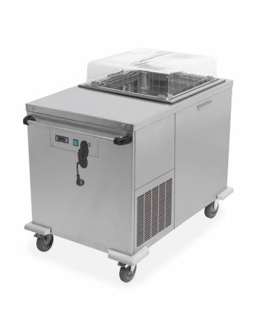 Carrello sollevatore cesti in acciaio inox - Refrigerazione ventilata 2°C / 10°C  - portata 5 / 9 cesti - cm 121x75x94/108h