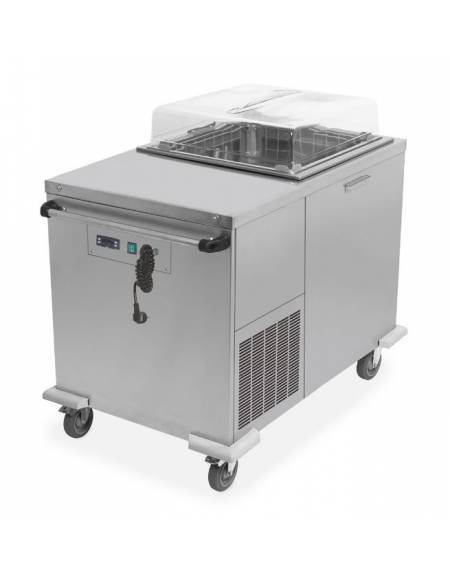 Carrello sollevatore cesti in acciaio inox - Refrigerazione ventilata 2°C / 10°C  - portata 5 / 9 cesti - cm 121x75x94/108h