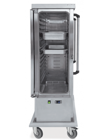Armadio portateglie refrigerato in acciaio inox - refrigerazione ventilata +2°C +10°C - portata 16 Teglie 1/1 GN - cm 55,5x79,5x