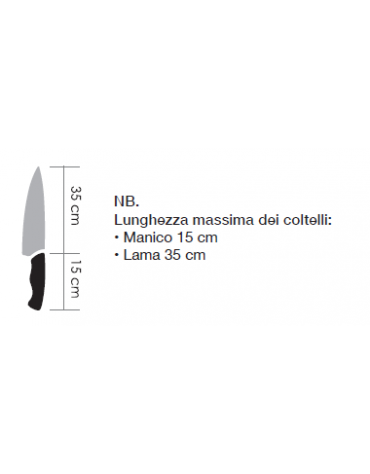 Sterilizzatore coltelli in acciaio inox e sportello in metacrilato - capacità 12 coltelli - cm 36x13x67h