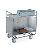 Carrello trasporto piatti/vassoi impilati in acciaio inox AISI 304, con ripiano superiore - portata 200 kg - cm 90x60x102h