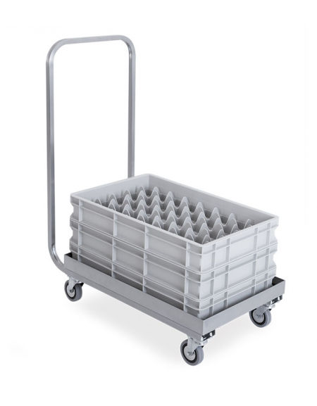 Carrello portacestelli per lavastoviglie in acciaio inox, base cm 61x41 con manico - cm 71x42x95h