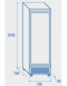 Congelatore porta a vetro e spot luminoso 270Lt - refrigerazione statica con ventola di assistenza - mm 595x640x1865h