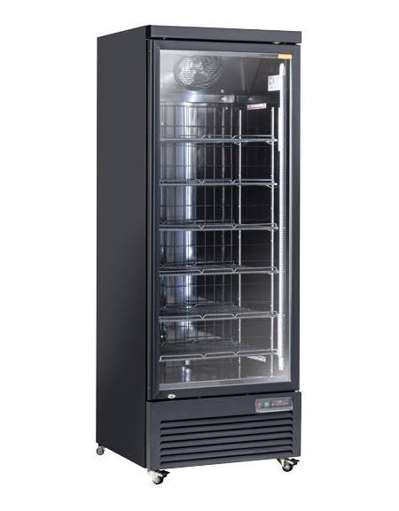Armadio congelatore con porta a vetro, esterno colore nero - Lt 560 - refrigerazione ventilata -18°/-22°C  - cm 75x76x204h