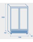 Congelatore porta a vetro e spot luminoso 270Lt - refrigerazione statica con ventola di assistenza - mm 595x640x1865h