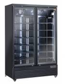Armadio congelatore nero con doppia porta a vetro, capacità Lt 1084 - refrigerazione ventilata -18°/-22°C  - cm 134x76x204h