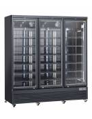 Armadio congelatore nero con tripla porta a vetro, capacità Lt 1450 - refrigerazione ventilata -18°/-22°C  - cm 188x76x204h