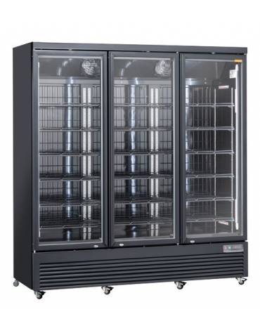 Armadio congelatore nero con tripla porta a vetro, capacità Lt 1450 - refrigerazione ventilata -18°/-22°C  - cm 188x76x204h
