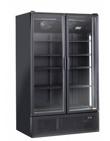 Vetrina doppia porta a battente per bibite - colore nero - refrigerazione ventilata +2°/+10°C - cm 120x79,1x203,5h