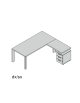 Composizione gamba legno con allungo e 3 cassetti - cm 200x190x74h