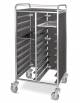 Carrello portavassoi con pannelli su 3 lati in nobilato colore Rovere Tabacco - Portata 24 vassoi GN - cm 80x60x172h