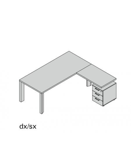 Composizione gamba legno con allungo e 3 cassetti 180x190x74