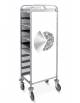 Carrello portavassoi con pannelli su 2 lati in nobilato bianco e stampa personalizzabile - Portata 36 vassoi EN - cm 129x60x172h
