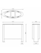 Cestino per la raccolta differenziata di forma ellittica a tre settori in acciaio zincato e verniciato - cm 103,1x38,5x88,3h