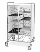 Carrello portavassoi universali con pannelli su 3 lati in lamiera elettrozincata bianca - Portata 30 vassoi - cm 138x60x159h