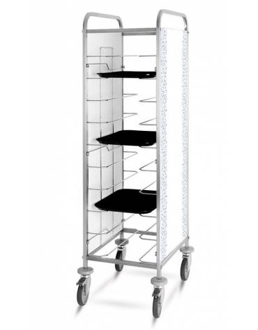 Carrello portavassoi universali con pannelli su 2 lati in lamiera elettrozincata  bianca-Portata 52x60x183 h
