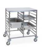 Carrello portateglie in acciaio inox - Portata 8+8 teglie GN1/1 - guide a "C" - cm 80x60x89h