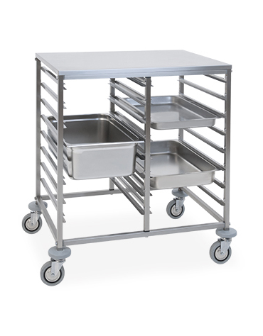 Carrello portateglie in acciaio inox - Portata 8+8 teglie GN1/1 - guide a "C" - cm 80x60x89h