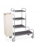 Carrello portabiancheria a 4 piani in nobilato colore Rovere Tabacco - 1 sacco esterno in tela - cm 140x52x137h