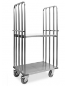 Carrello Roll container in acciaio inox - 2 sponde + ripiano intermedio - portata 400 Kg - cm 94x65x173h