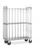 Carrello Roll container realizzato in acciaio inox - 3 sponde + ripiano intermedio - portata 400 Kg - cm 145x65x198h