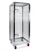 Carrello Roll container antifurto - 4 sponde (1 apribile) e cappello superiore - portata 600 Kg - cm 70x80x180h