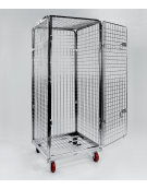 Carrello Roll container antifurto - 4 sponde (1 apribile) e cappello superiore - portata 600 Kg - cm 70x80x180h