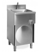 Lavamani su mobile in acciaio inox AISI 304, con alzata cm 10h - comando a ginocchio - cm 40x40x95h