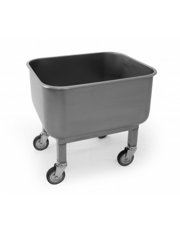 Vasca carrellata in acciaio inox AISI 304 con rubinetto di scarico - Lt. 90 - cm 60x50x60h