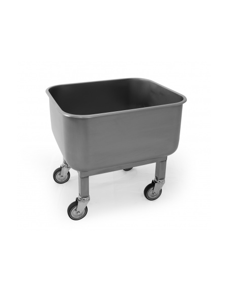 Vasca carrellata in acciaio inox AISI 304 con rubinetto di scarico - Lt. 90 - cm 60x50x60h