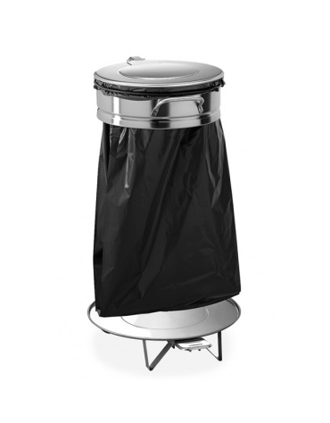 Carrello portasacco in acciaio inox, con apertura a pedale - Capacità 110 Lt - cm 55x45x85h