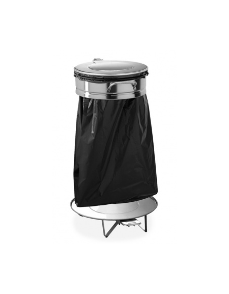 Carrello portasacco in acciaio inox, con apertura a pedale - Capacità 110 Lt - cm 55x45x85h