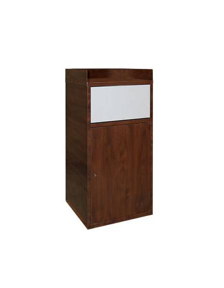 Pattumiera svuotavassoi 80 Lt in lamiera di zinco colore Noce - sportello basculante e ripiano superiore - cm 60x60x120h
