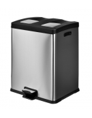 Pattumiera in acciaio inox con apertura a pedale - 2 secchi interni da lt 12 cadauno - cm 41x39x43h