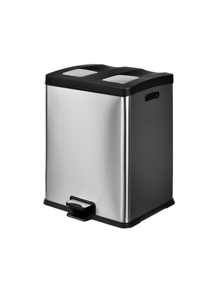 Pattumiera in acciaio inox con apertura a pedale - 2 secchi interni da lt 12 cadauno - cm 41x39x43h
