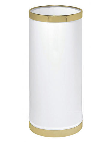 Portaombrelli in metallo laccato Bianco, rifinito ottone - cm Ø 25x50h