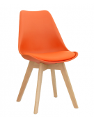 SEDIA con struttura in legno, scocca polipropilene, seduta ecopelle colori a scelta - cm 48x43x81h