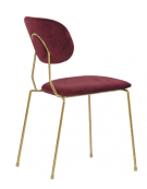 Sedia per interni con struttura in metallo ottonato, rivestimento in velluto - cm 45x43x85h