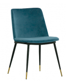 Sedia per interni con struttura in metallo verniciato, piedi in acciaio inox ottonato, rivestimento in velluto - cm 50x45x82h