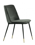 Sedia per interni con struttura in metallo verniciato, piedi in acciaio inox ottonato, rivestimento in velluto - cm 50x45x82h