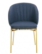 Poltroncina per interni con struttura in metallo ottonato, rivestimento in tessuto - cm 45x45x82h